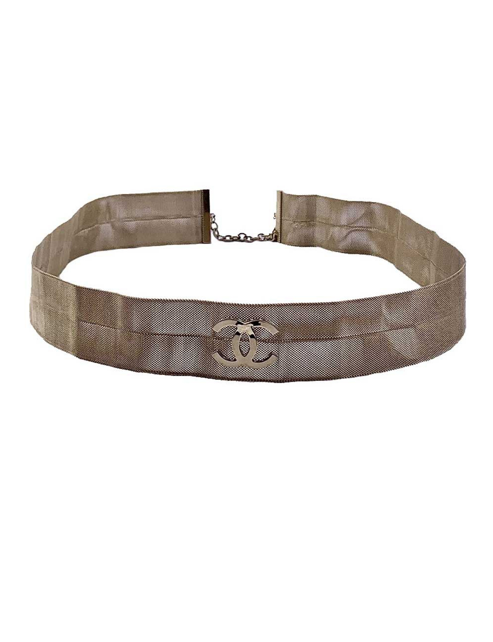 Ceinture CHANEL tissu métallique doré