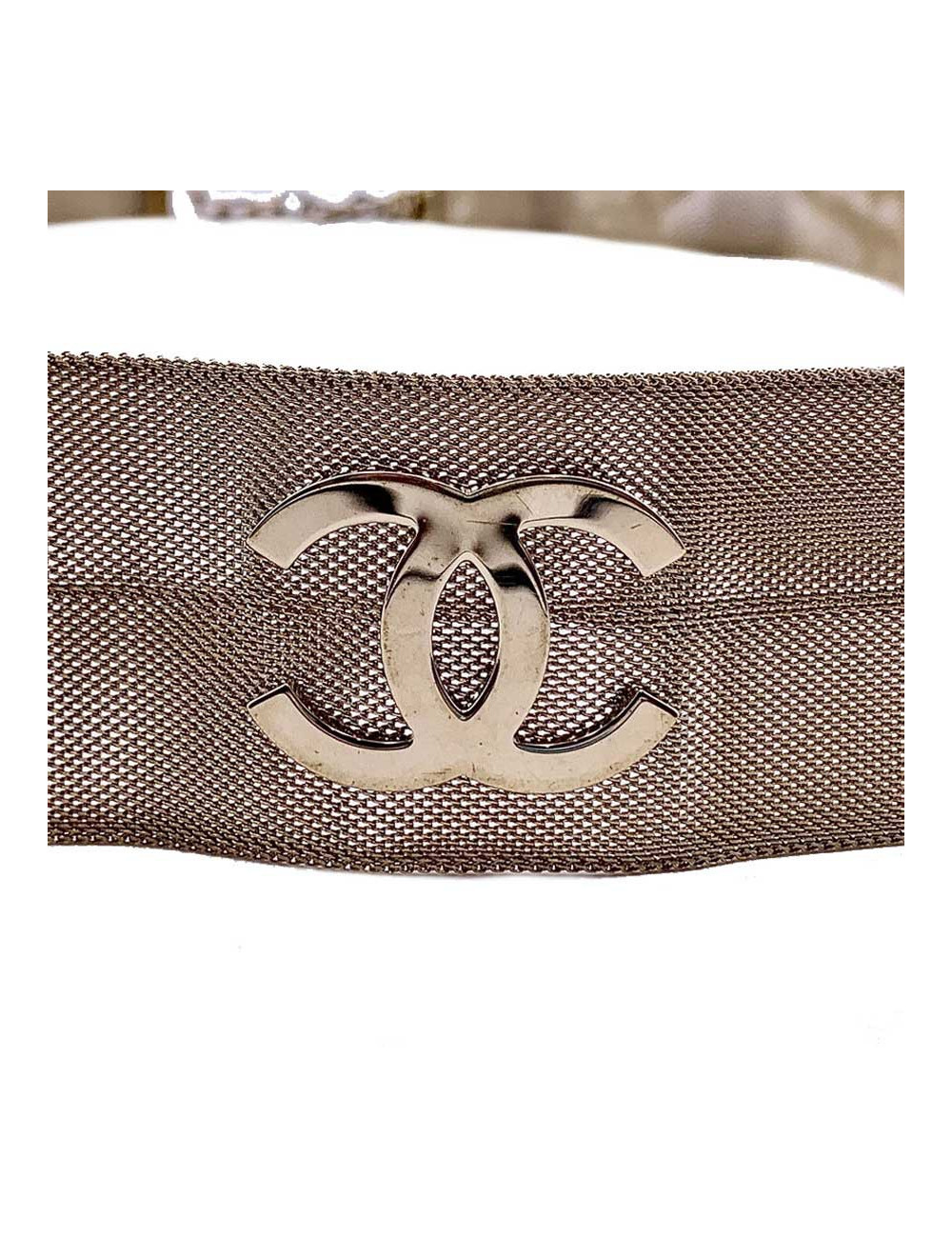 Ceinture CHANEL tissu métallique doré