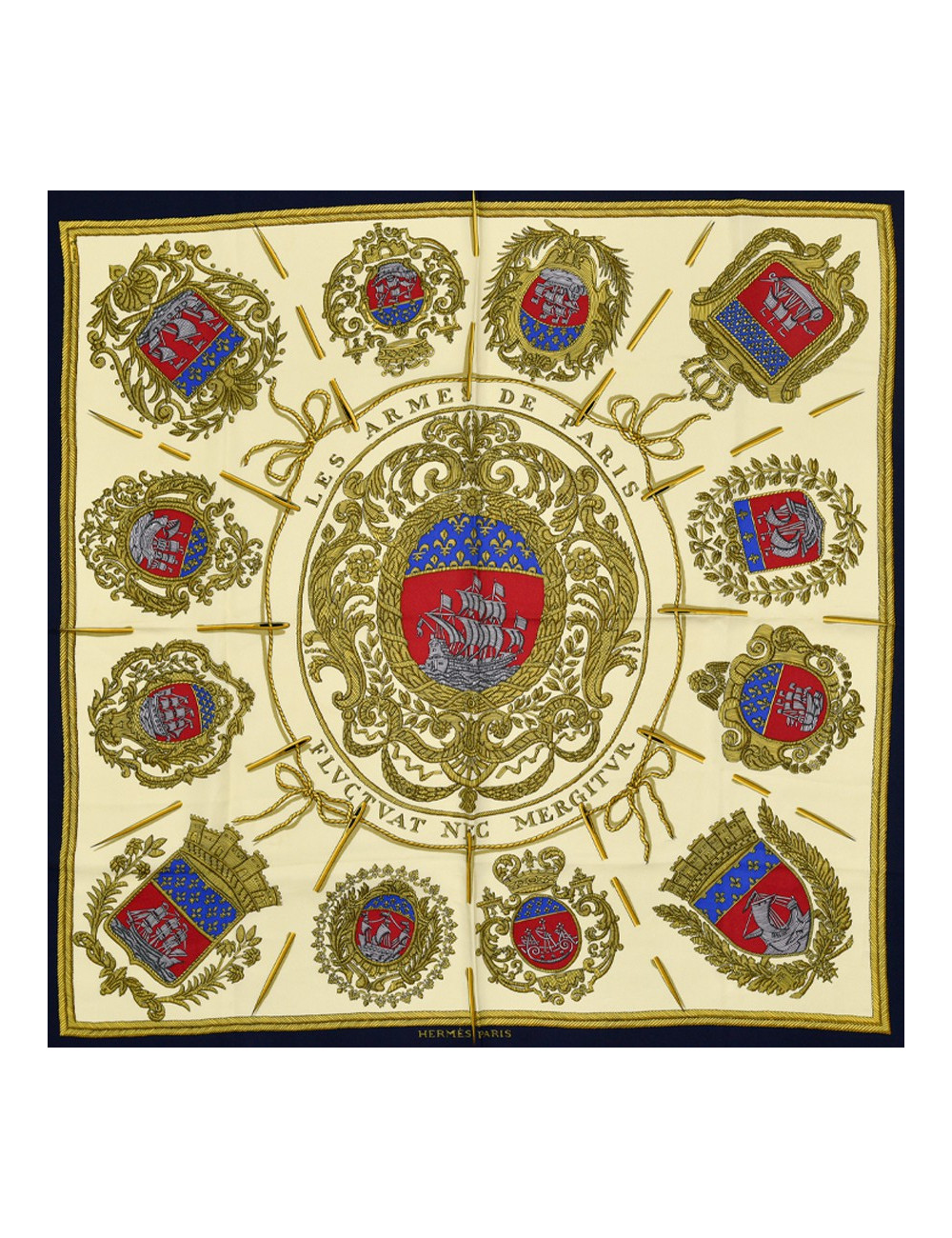 HERMES Carré soie "Les armes de Paris"