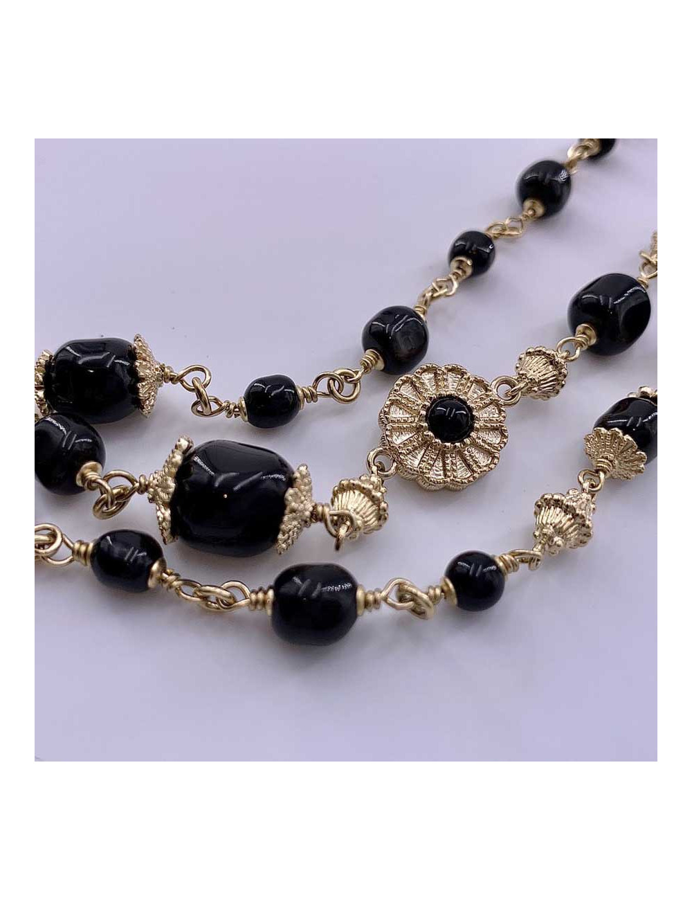 Sautoir multirangs CHANEL noir