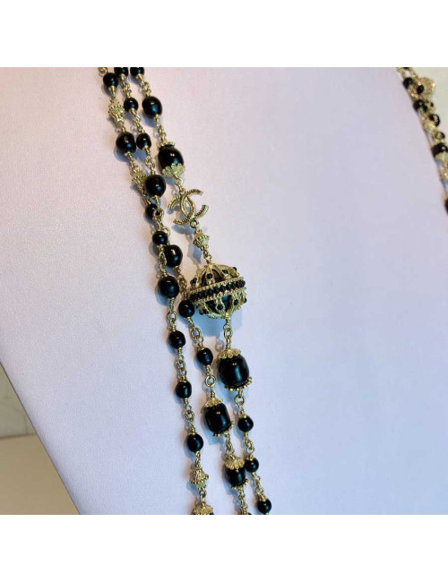 Sautoir multirangs CHANEL noir