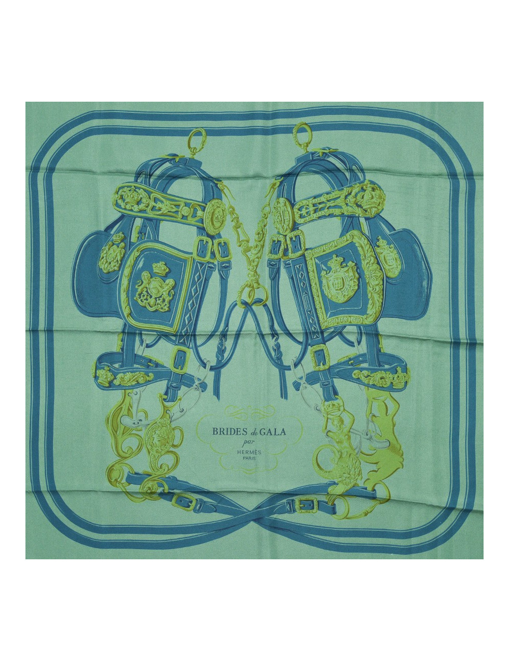 "Brides de Gala" Carré HERMES Dip Dye bleu et vert