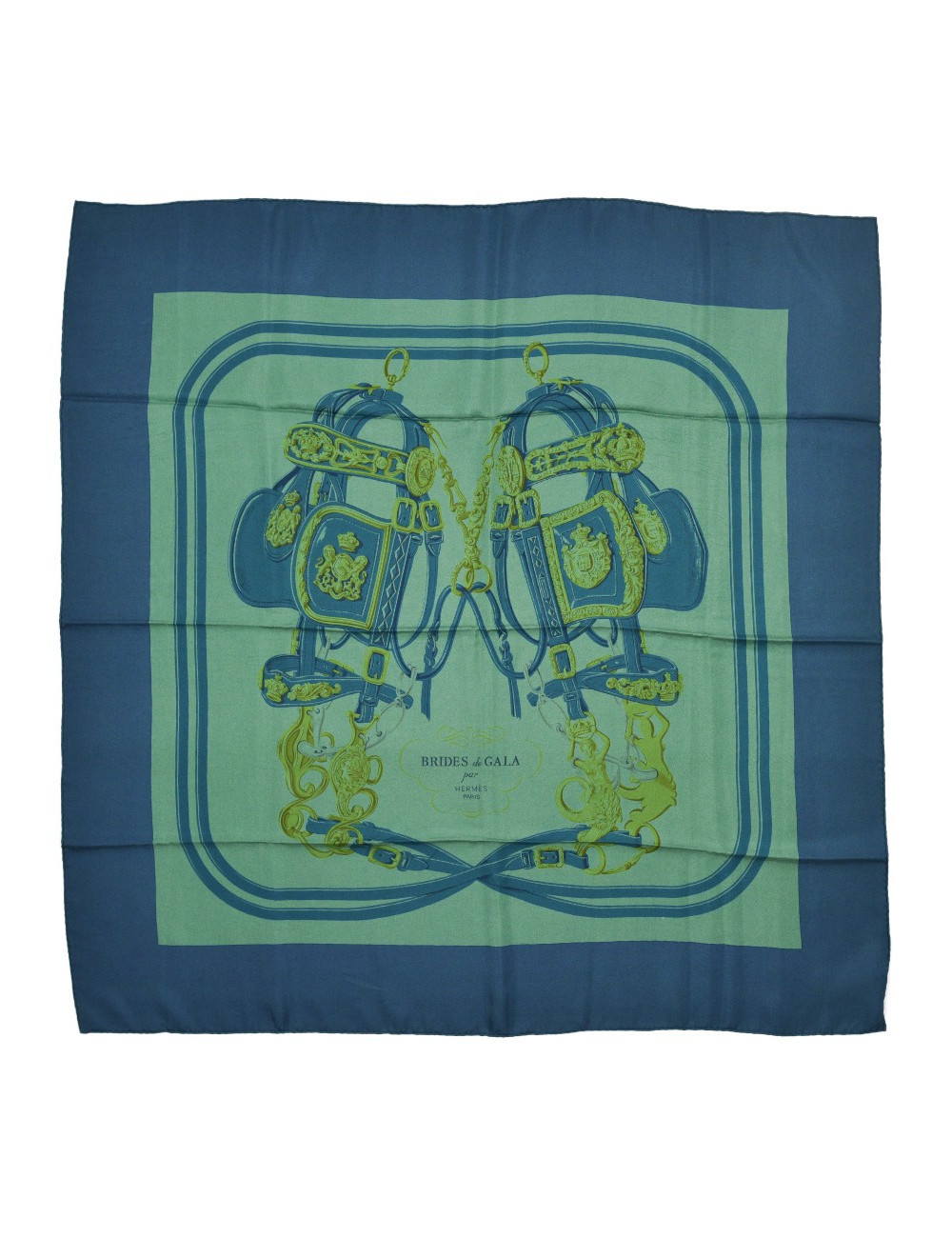 "Brides de Gala" Carré HERMES Dip Dye bleu et vert