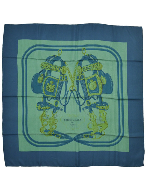 "Brides de Gala" Carré HERMES Dip Dye bleu et vert