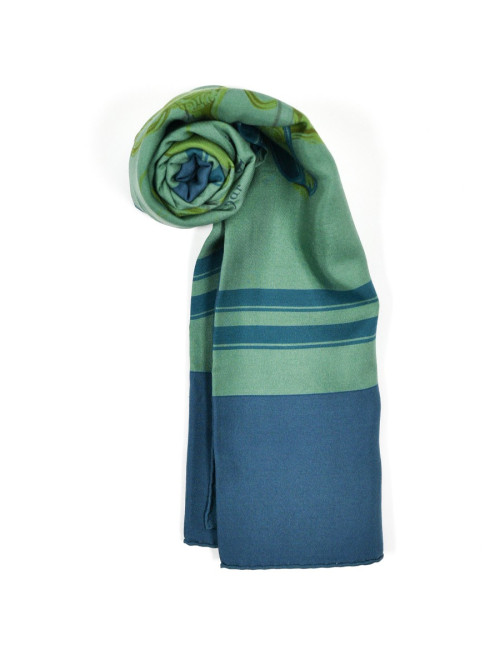 "Brides de Gala" Carré HERMES Dip Dye bleu et vert