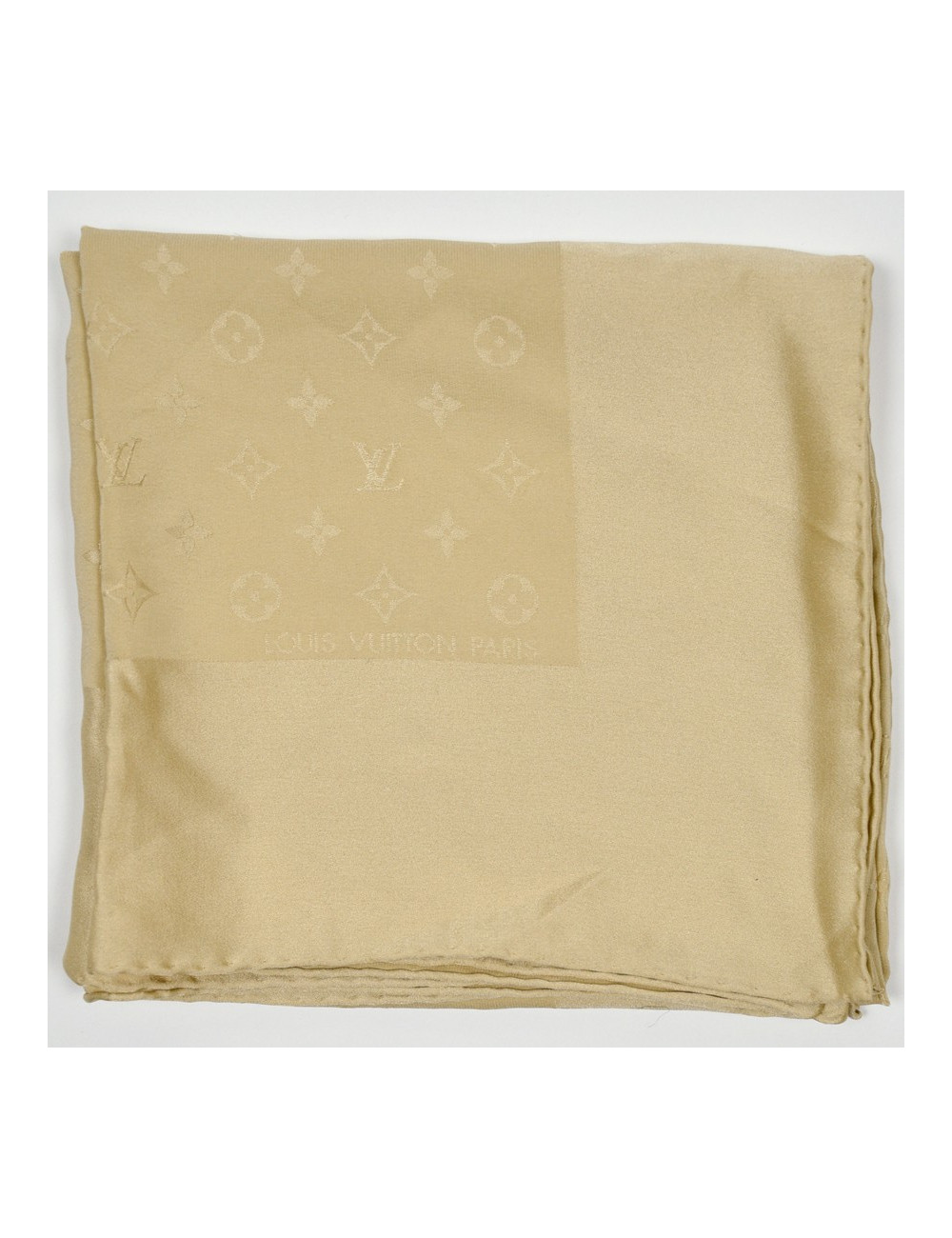 Carré LOUIS VUITTON en soie beige