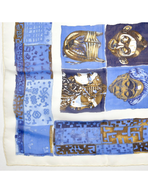 Carré HERMES soie bleue