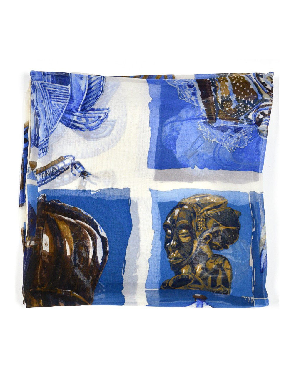 Carré HERMES Persona voile bleu en soie 