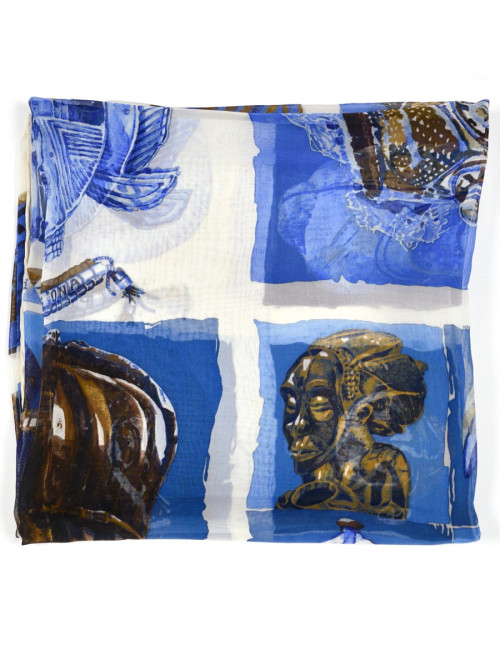 Carré HERMES soie bleue