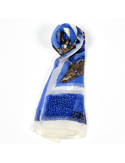 Carré HERMES soie bleue