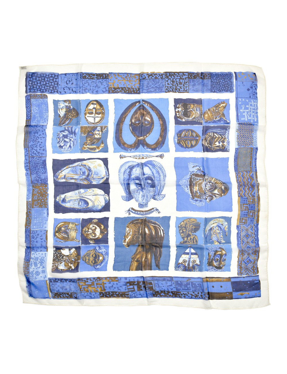 Carré HERMES Persona voile bleu en soie 