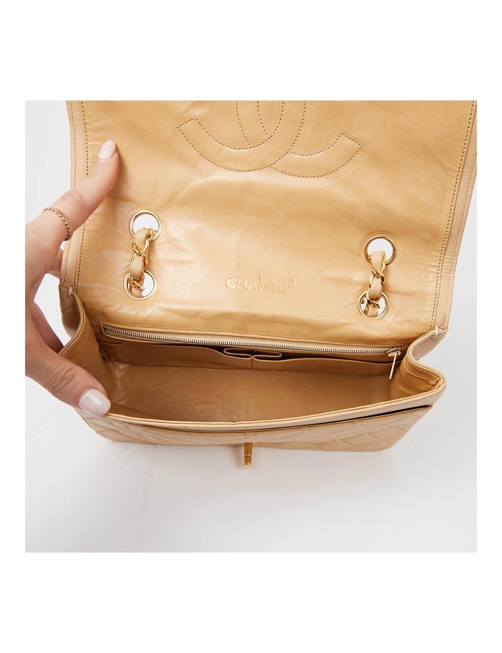 CHANEL Sac à main beige