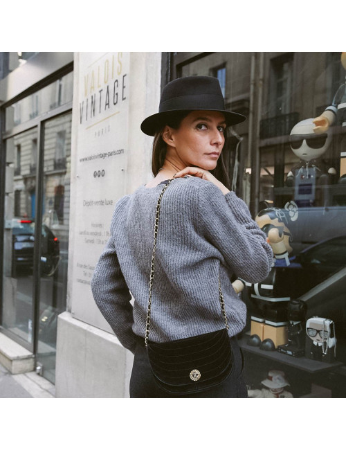 Sac du soir CHANEL velours noir Vintage