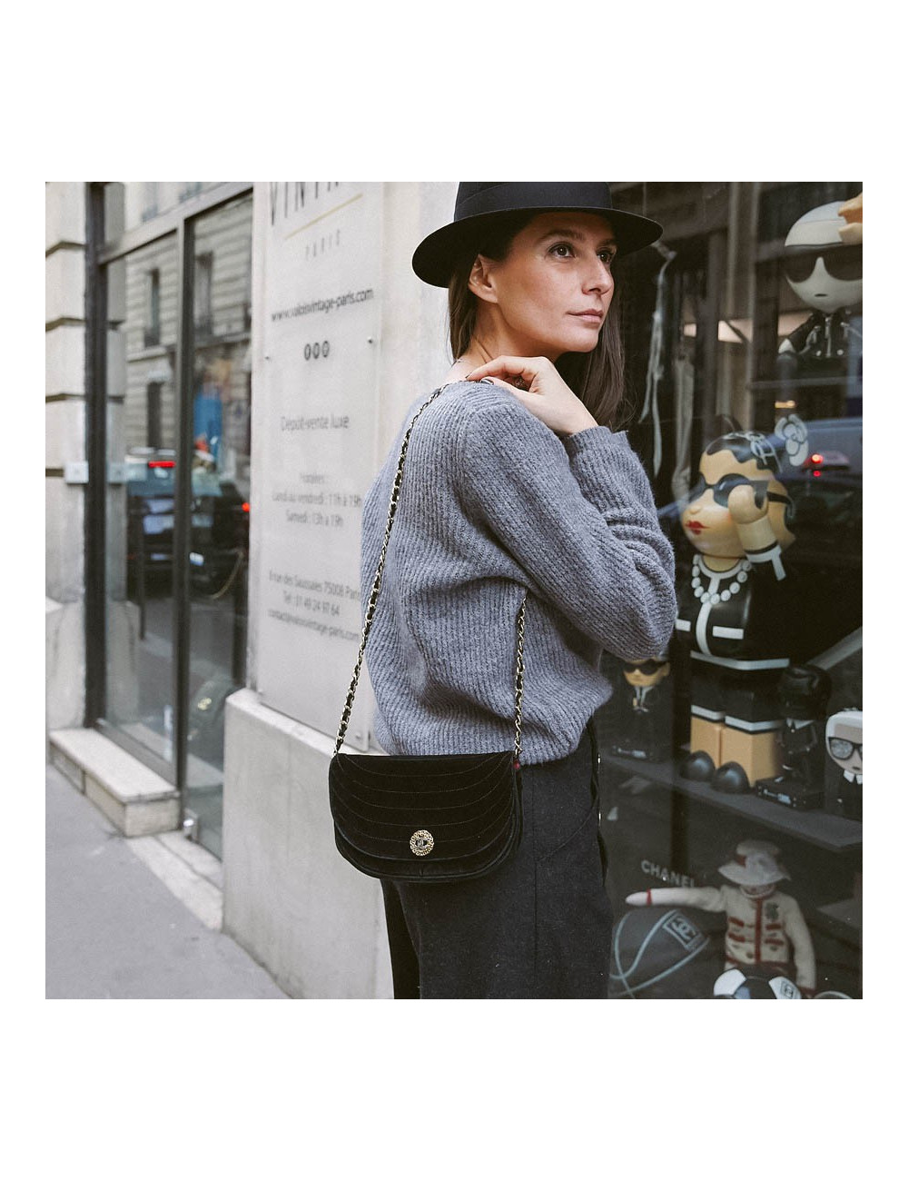 Sac du soir CHANEL velours noir