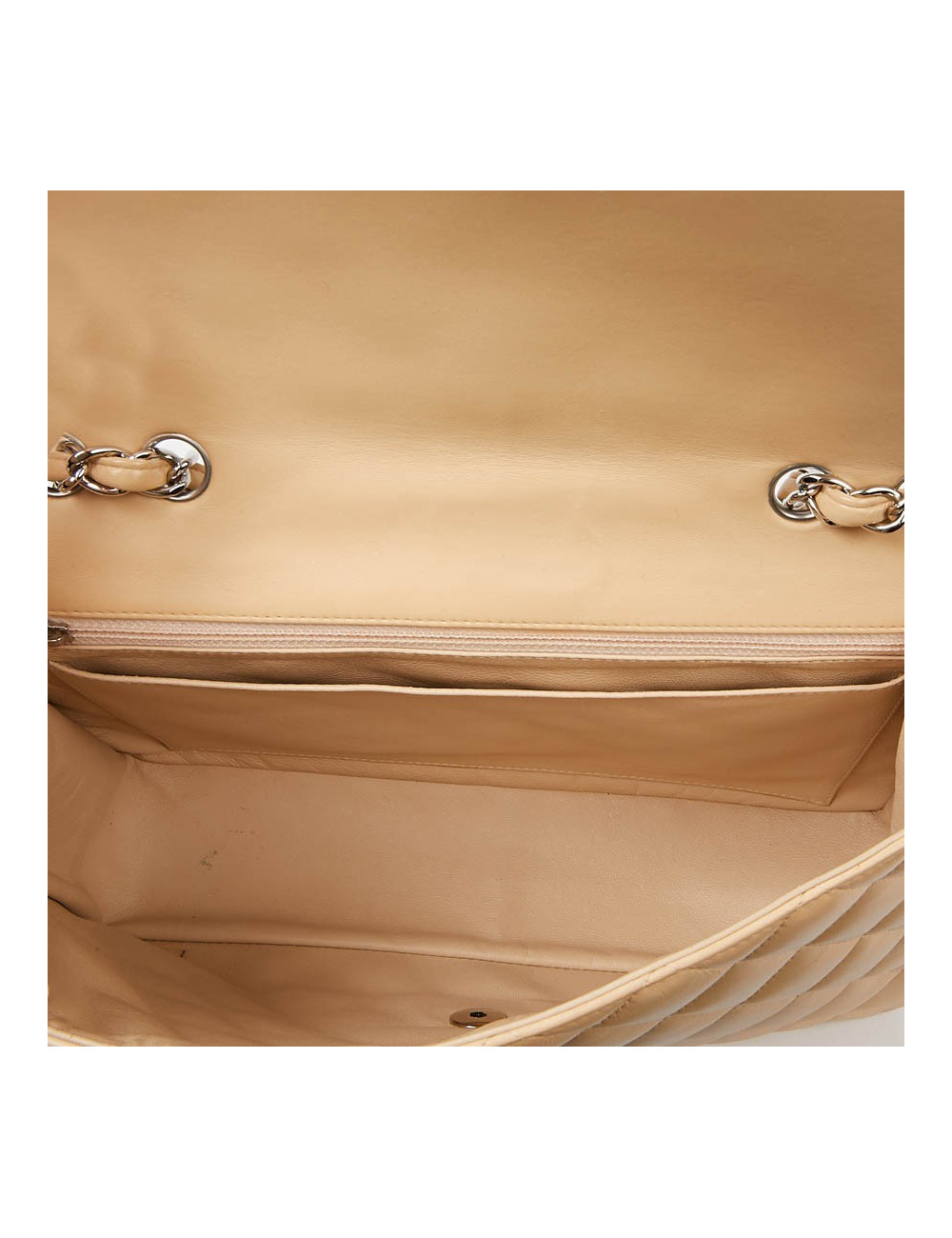  Sac à rabat CHANEL cuir d'agneau beige