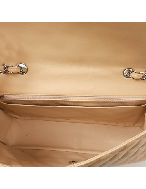  Sac à rabat CHANEL cuir d'agneau beige