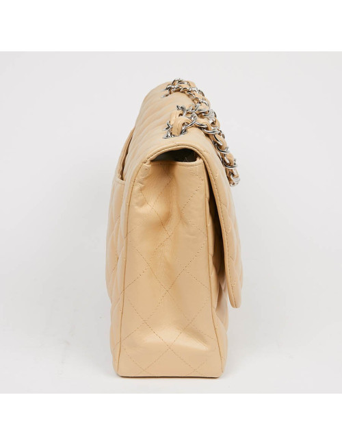 Sac à rabat CHANEL cuir d'agneau beige
