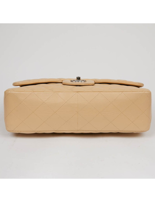  Sac à rabat CHANEL cuir d'agneau beige
