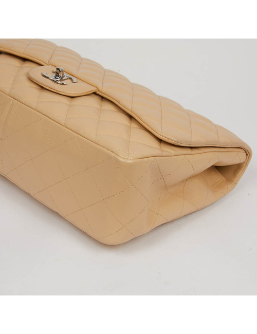  Sac à rabat CHANEL cuir d'agneau beige