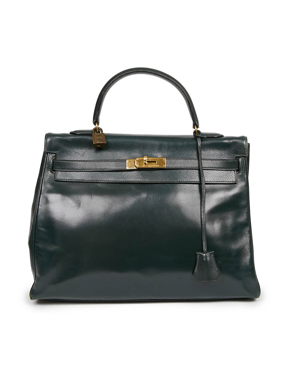 HERMES Kelly 35 cuir box vert