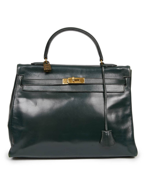HERMES Kelly 35 cuir box vert