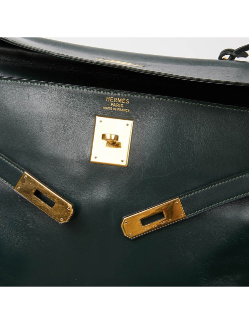 HERMES Kelly 35 cuir box vert