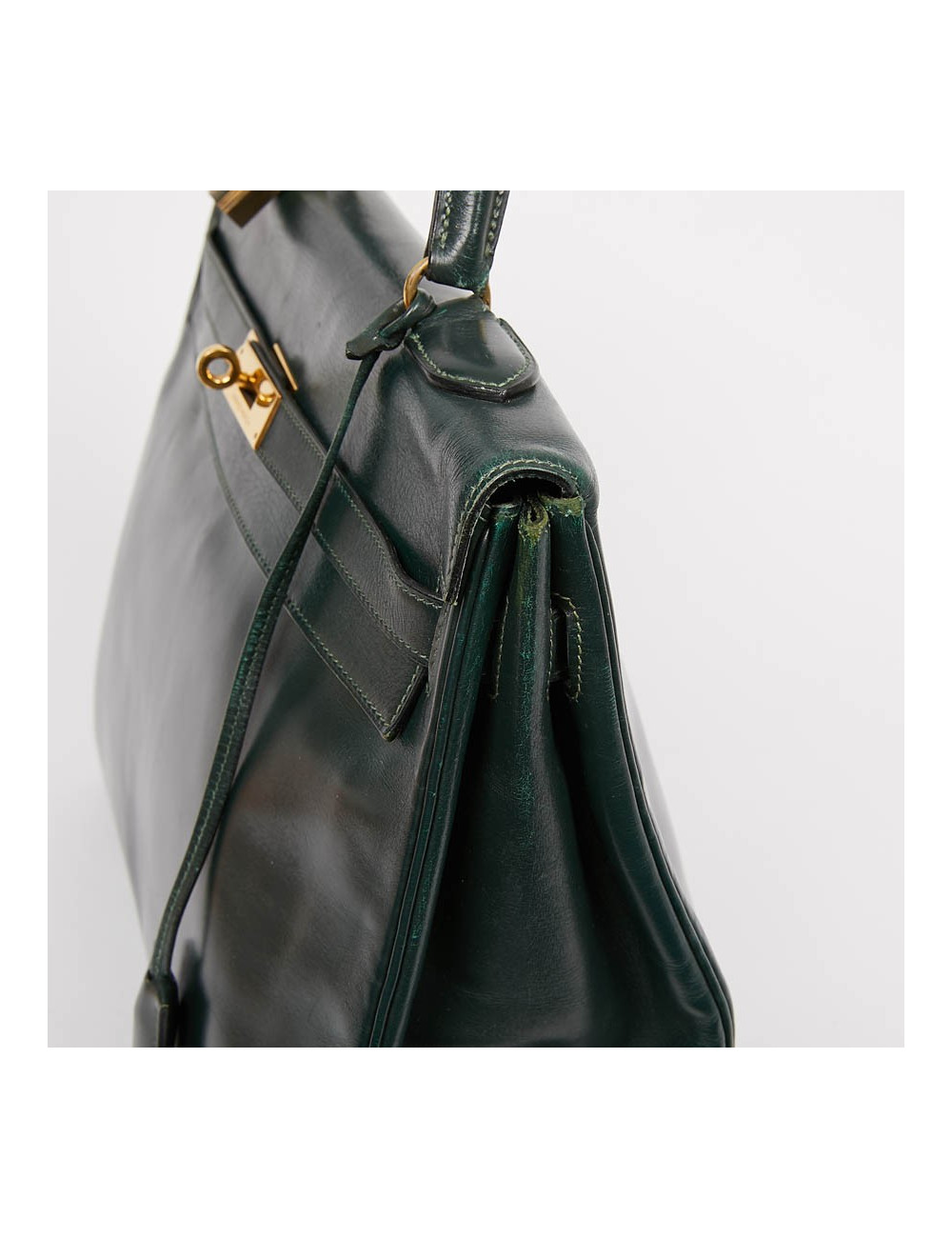 HERMES Kelly 35 cuir box vert