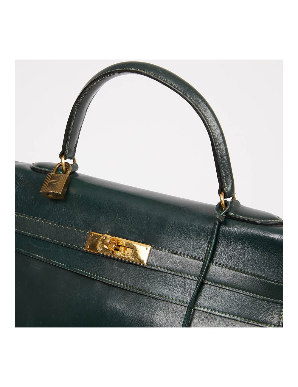 HERMES Kelly 35 cuir box vert