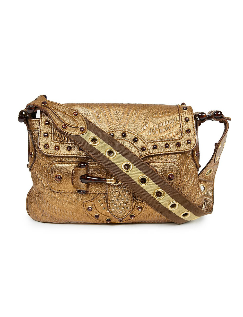 Sac à main GUCCI cuir embossé doré