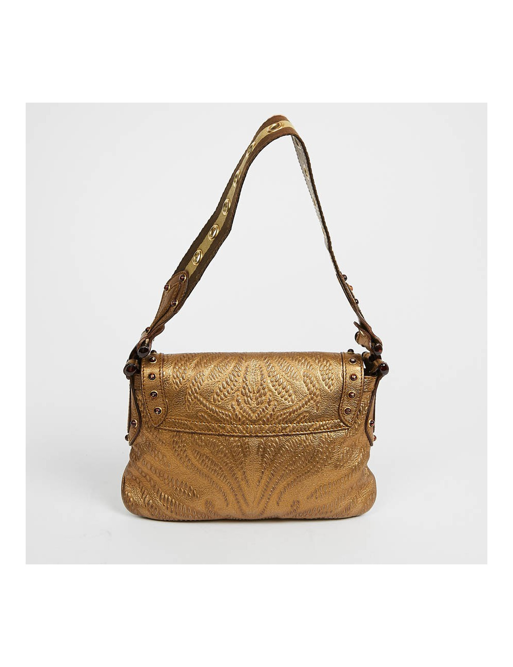 Sac à main GUCCI cuir embossé doré