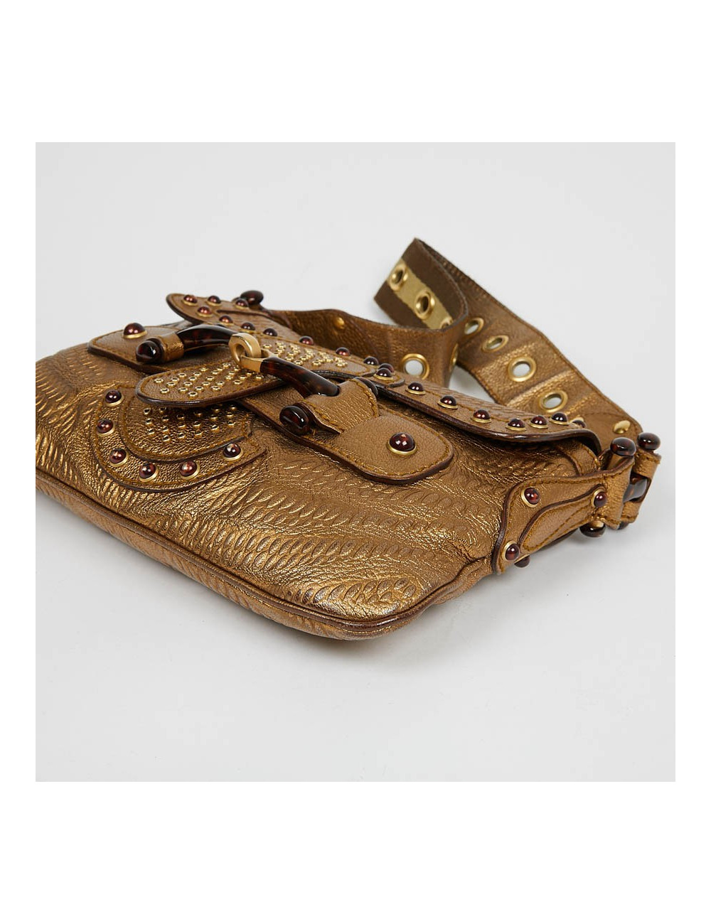 Sac à main GUCCI cuir embossé doré