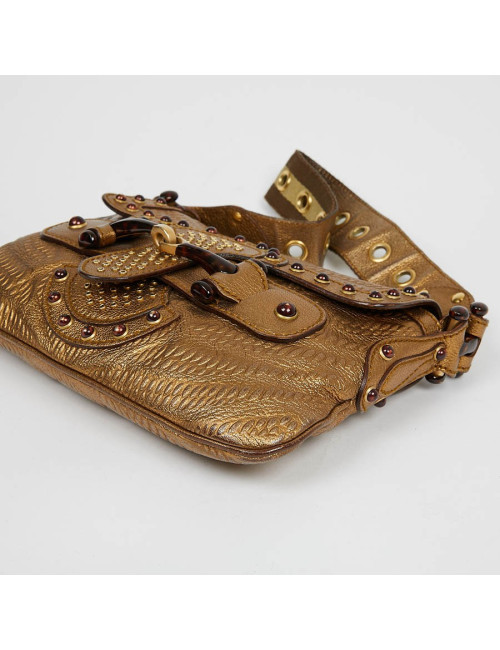 Sac à main GUCCI cuir embossé doré