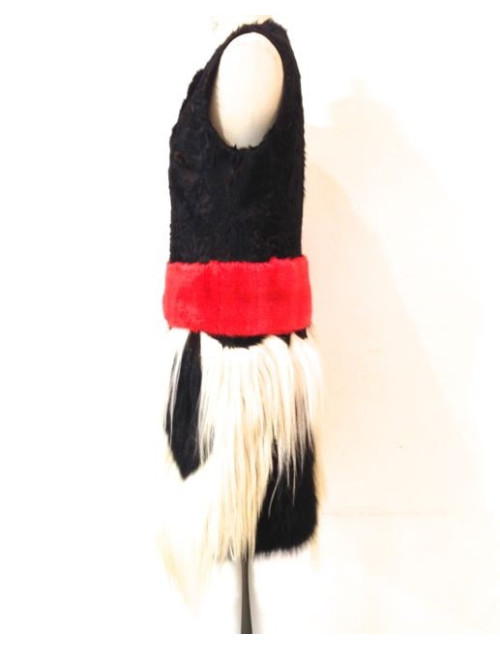 Veste GIAMBATTISTA VALLI en fourrure sans manches du défilé noire/rouge/blanche