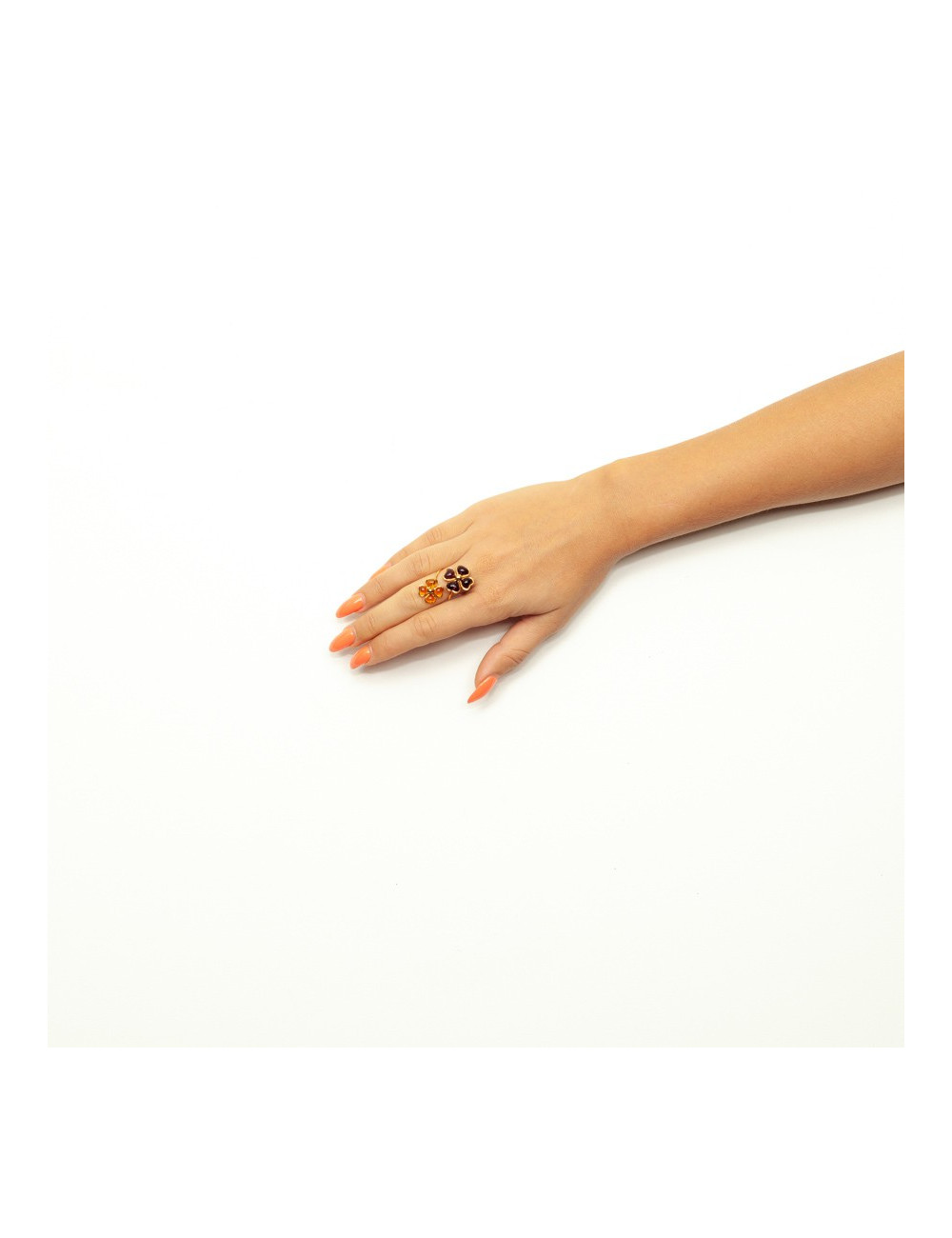 Bague ambre MARGUERITE DE VALOIS fleurettes