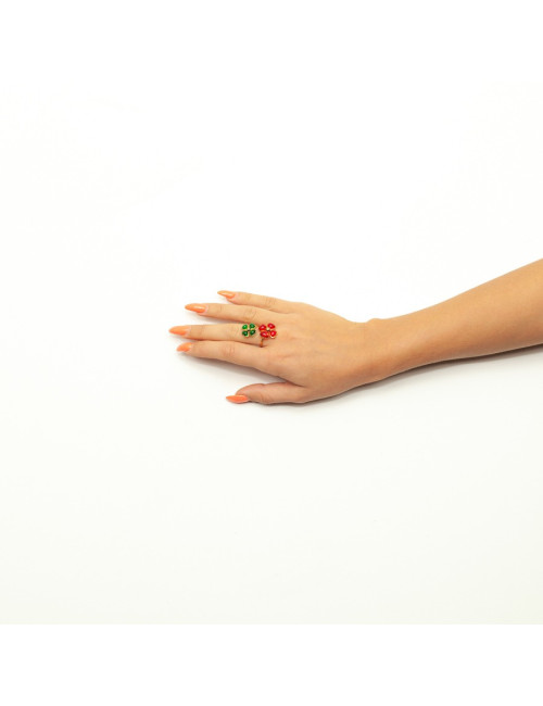 Bague fleurette MARGUERITE DE VALOIS rubis émeraude