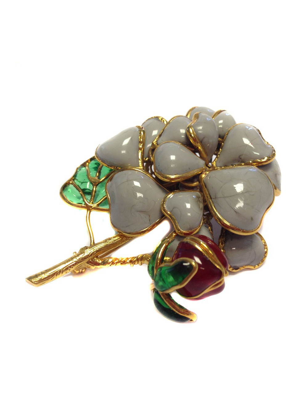 Broche Camelia sur tige MARGUERITE DE VALOIS