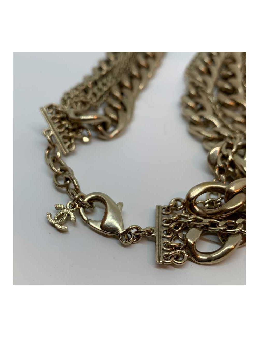 CHANEL long gilded multichain necklace