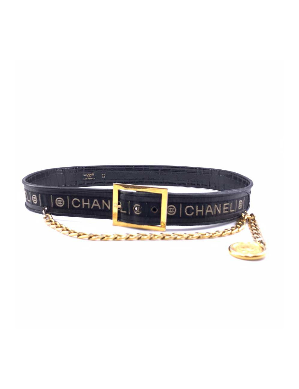Ceinture vintage logo CHANEL noir