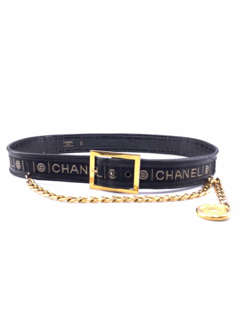 Ceinture vintage logo CHANEL noir