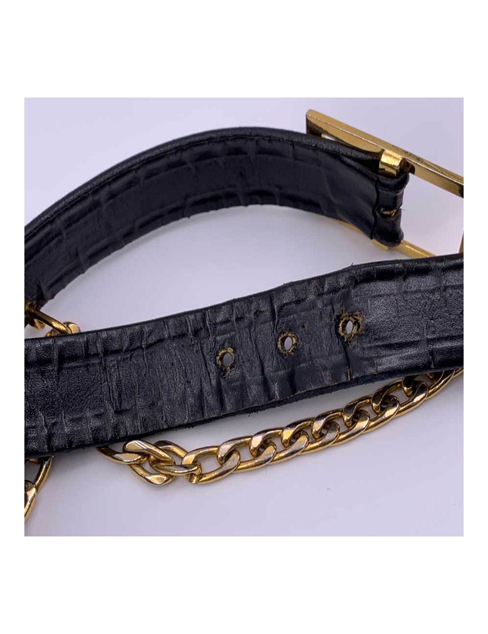 Ceinture vintage logo CHANEL noir