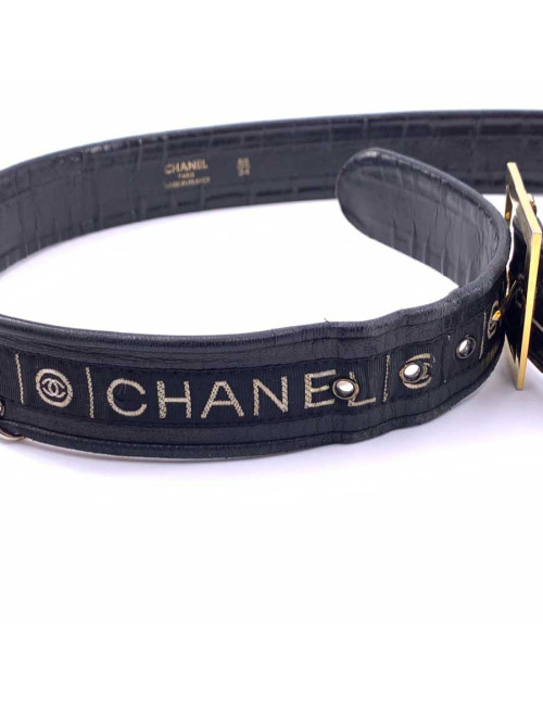 Ceinture vintage logo CHANEL noir