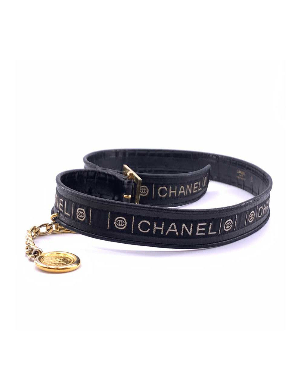 Ceinture vintage logo CHANEL noir