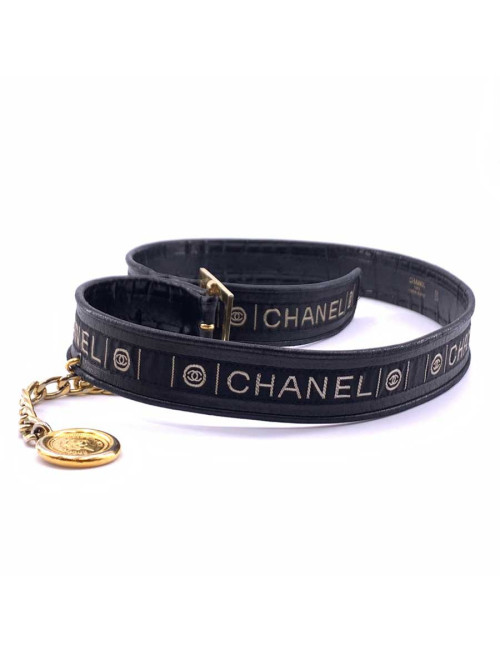 Ceinture vintage logo CHANEL noir