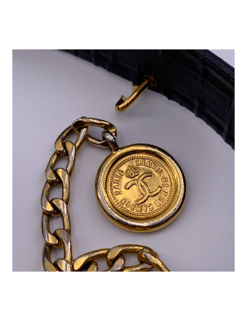 Ceinture vintage logo CHANEL noir