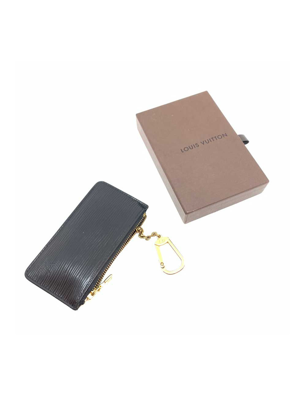 Porte clé LOUIS VUITTON cuir épi noir 