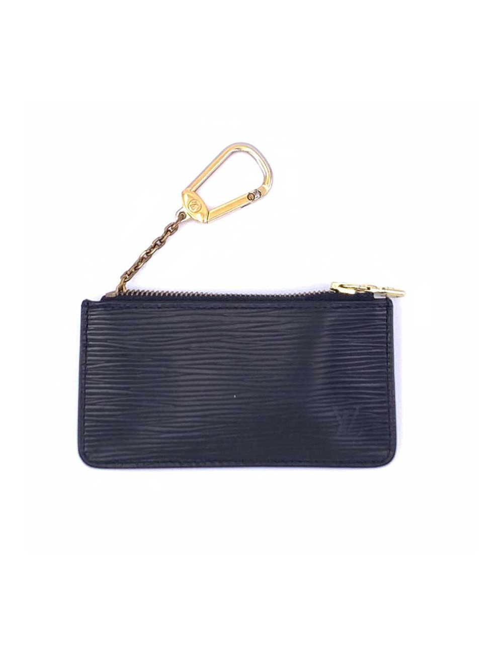Porte clé LOUIS VUITTON cuir épi noir 