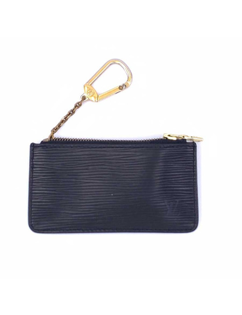 Porte clé LOUIS VUITTON cuir épi noir 