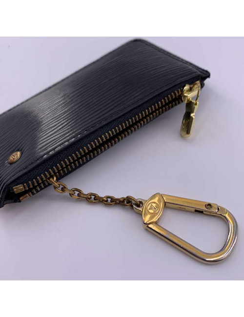 Porte clé LOUIS VUITTON cuir épi noir 