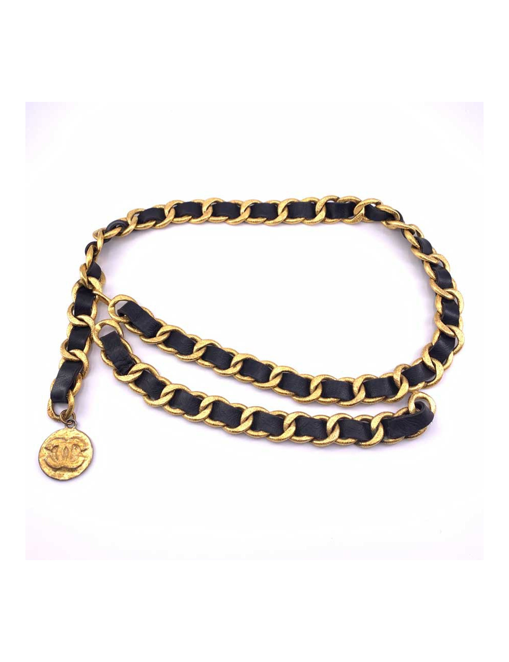 Ceinture vintage or et cuir CHANEL