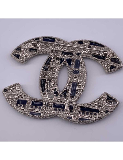 Large silver Chanel brooch, pearls and glass paste
